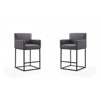 Manhattan Comfort 2-CS010-GY Ambassador 38 in. Grey and Black Metal Counter Height Bar Stool (Set of 2)